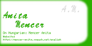 anita mencer business card
